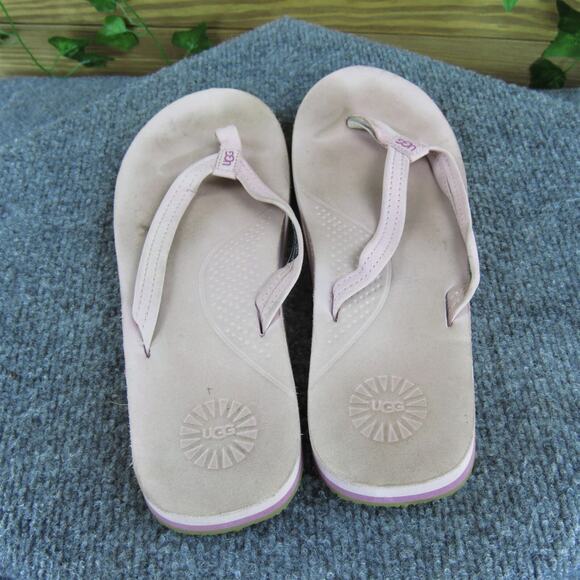 UGG Women's Kayla Flip Flop Pink Leather Sz 9 Medium Used 2025 - Picture 4 of 6
